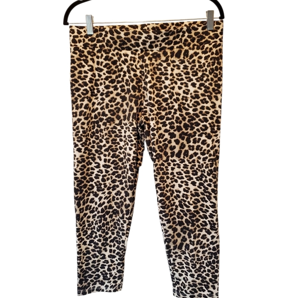 🍀New Cato Leopard Print Leggings - Black and Tan Size Large